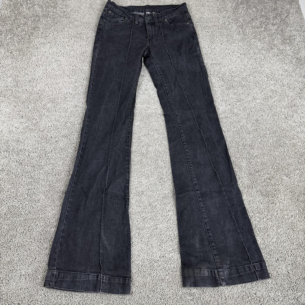 Thunderbird Jeans 26 Long Bootcut Studded Charcoal Pockets Stretch Denim